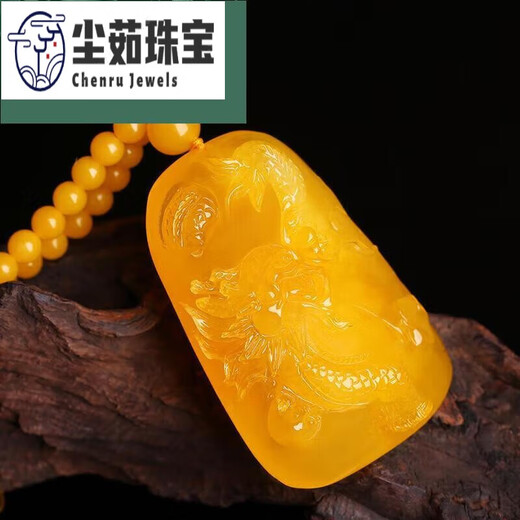 Chenru beeswax Maitreya Buddha pendant safe and sound brand pendant autumn and winter sweater chain retro ethnic Chinese Valentine's Day gift beeswax Maitreya Buddha pendant + pull bead chain with 0g