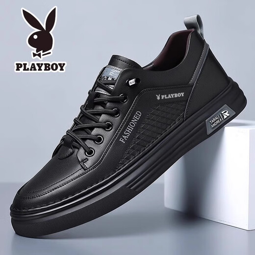 Playboy Men's Shoes 2024 Осенью Новая подлинная кожаная дышащая спорт и повседневная белая туфли мужская мягкая подошва Тренд 671 Белый 39 [Стандартный размер спортивной обуви]