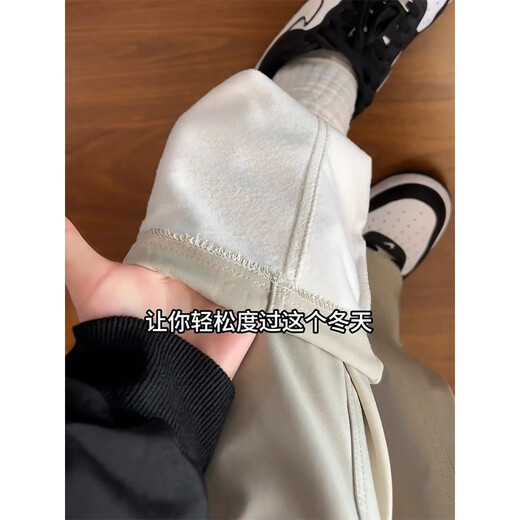 迪伽达美式户外加绒软壳冲锋裤男款春秋防风防水防寒工装裤子斜切休闲裤 CLF-A723杏色 XL