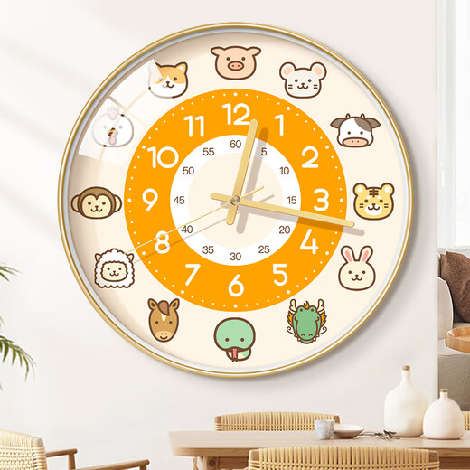 BBA wall clock creative cartoon clock wall clock cute home living room children's room wall clock twelve zodiac signs 30cm