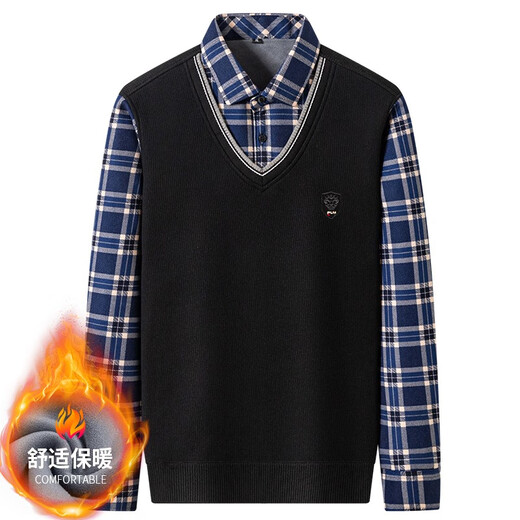 Prenomen Camisa cálida de invierno Hombres de mediana edad Plus de terciopelo