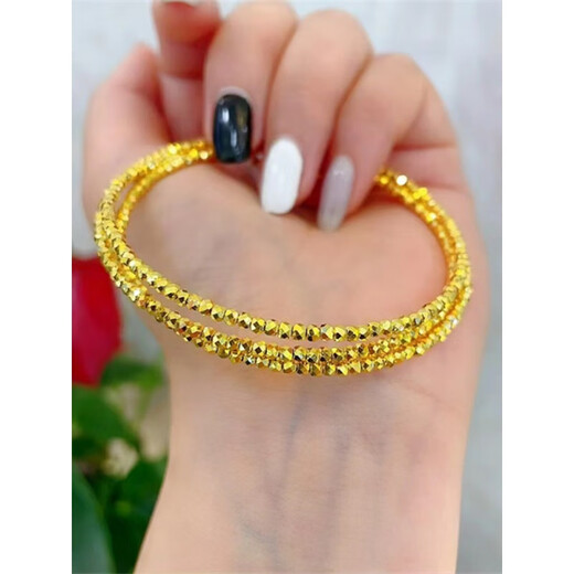DL 1998 Fett Donglai Qualität 18k Gold gebrochenes Goldarmband 18K Goldene Gerichte und Perlen Drei-Kreis-Gedächtnismemory Elastic Armband Frauenhundert Gerichte und Perlen Drei-Kreis-Armband
