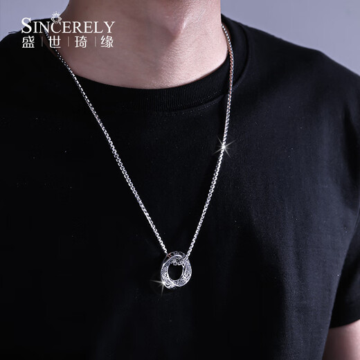 Shengshi Qiyuan platinum pendant men's pt950 platinum necklace men's chain platinum necklace men's black gold Möbius ring pendant necklace 62-65cm + pendant 66-68 grams