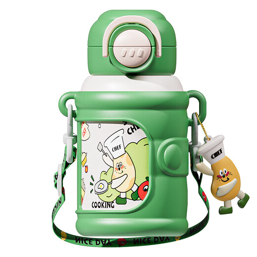 COOKSS children's thermos cup for male and female students big belly cup 316 stainless steel school dedicated portable double drinking kettle green
