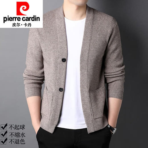 Pier Cardin brand high-end men's clothing, men's knitted cardigans, spring and autumn wool jackets, casual and fashionable sweaters, tops, fashion clothes, new products, knitted black M 165