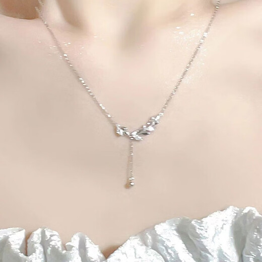 MZMZ platinum necklace women's pt950 platinum clavicle chain wheat ear pendant Double Eleven birthday gift for girlfriend and wife local warehouse/next day delivery-noble ear ear peace necklace