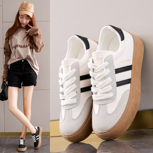 Huili Frauenschuhe Super weiche Frauenschuhe dicker Leinwandschuhe für Frauen 2025 Frühling und Herbst Neue vielseitige Retro Schwangerschaft Casual Schuhe 702 Weiß 39