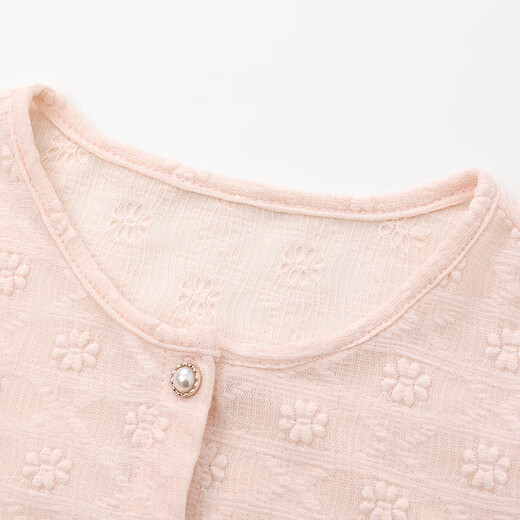 Disha children's clothing girls' jacket 2024 spring and summer new fashionable sweet stretch lace cardigan jacket soft pink 165