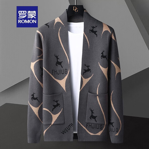 Romon gestrickte Strickjacke für Herren Frühling und Herbst 2025 neuer Stil Außenbekleidung Pullover Trendy Casual Thin Herbst Top We9926 Black XL (ca. 100-120 Jin [Jin ist gleich 0,5 kg] tragbar)