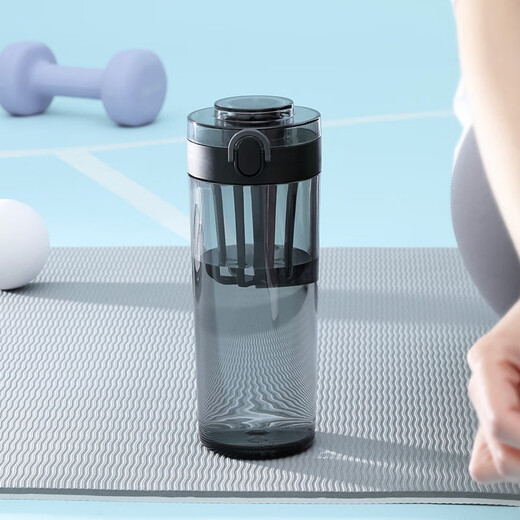 Mijia Xiaomi Tritan water cup 600ml large capacity sports plastic cup multifunctional fitness shaker cup with tea filter dark gray 600ml