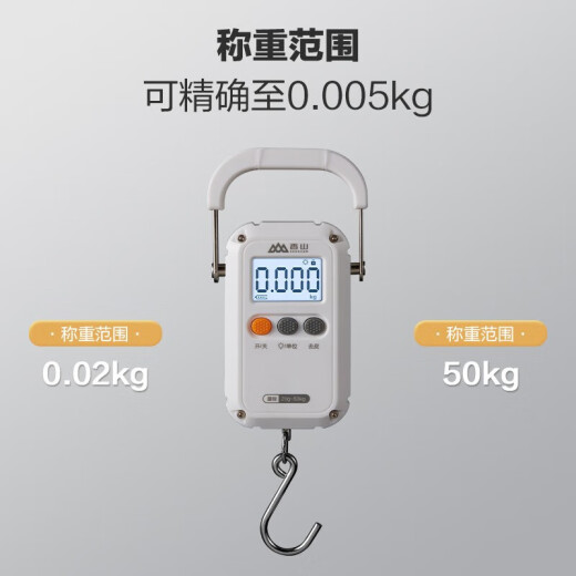 香山手提秤便携式电子秤行李秤 高精度克秤称重快递称迷你吊钩秤 EP190-电池款白-精准到5g 礼物
