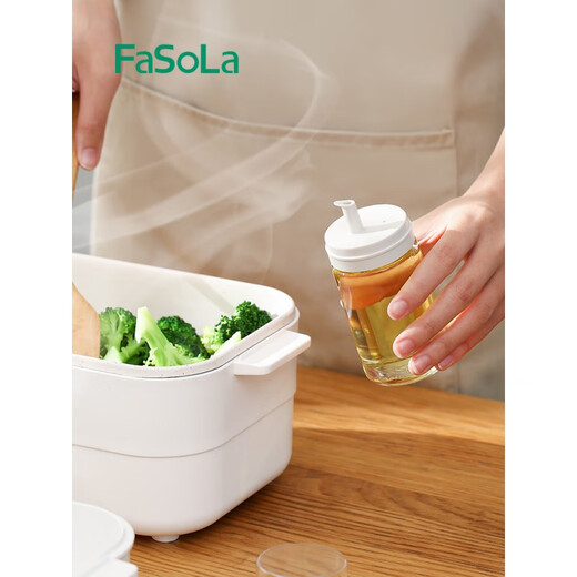 FaSoLa glass oil pot home kitchen gravity pour cooking oil tank does not drip oil soy sauce vinegar seasoning bottle container oil bottle (gray white) 100ml