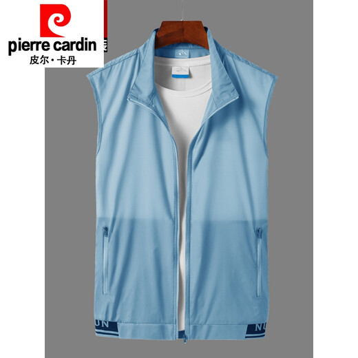 皮尔卡丹（pierre cardin）夏季薄款马甲男士马夹夏天户外速干皮肤衣透气背心坎肩衣外套 806防 晒马甲-牛仔兰 XL
