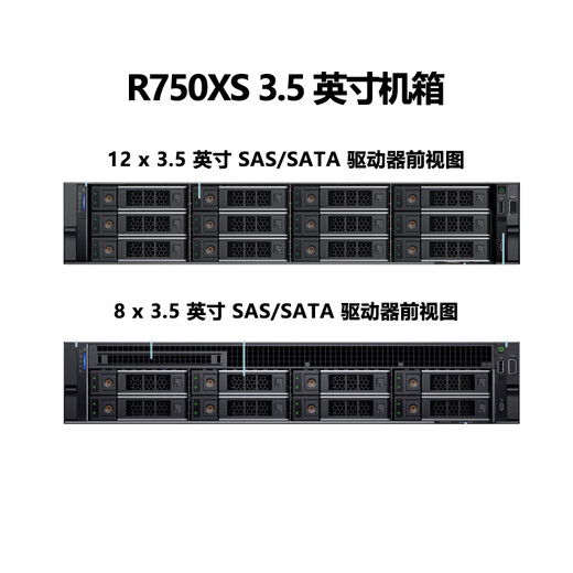 DELL戴尔 R750XS  2U机架服务器主机 存储服务器工作站 1颗金牌6330 28核2.0G丨双电 64G内存丨3*2.4T SAS丨H755