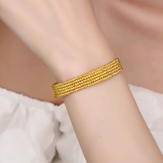 Hande gold-plated 18k multi-layer sand gold bouncy bracelet for women, non-fading winding bracelet, imitating golden flash, five circles