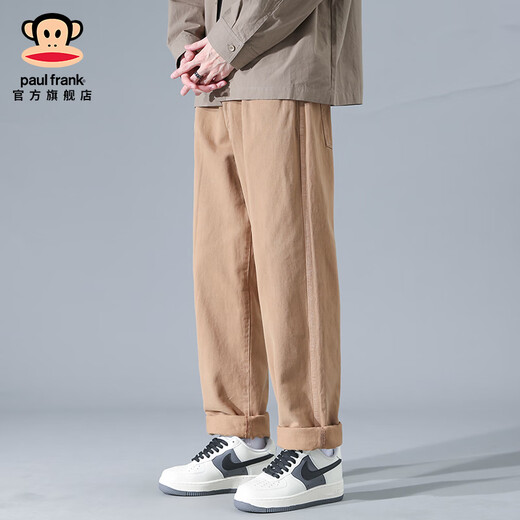 大嘴猴（paul frank）纯棉休闲裤男秋季新款潮牌宽松直筒男裤新款百搭裤子美式潮流长裤 9215H军绿色【官方正品】 M【建议90-110斤】