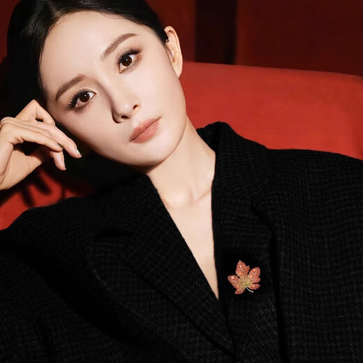 Core luxury French retro red maple leaf brooch women's high-end exquisite chest brooch temperament niche coat chest accessories red maple leaf brooch