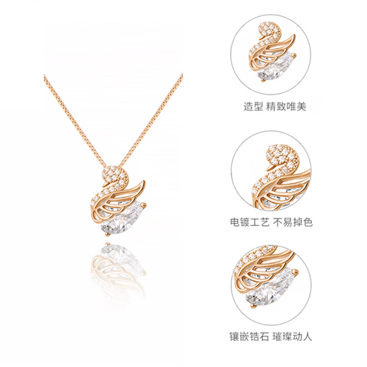 SAC light luxury Swarovski zirconium 925 sterling silver little swan eid necklace for women, odd student birthday gift for girlfriend, birthday gift rose gold necklace gift box