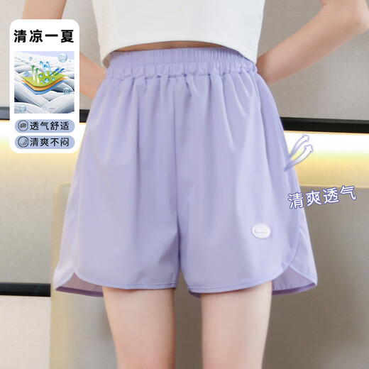 优优1点（Yoyo one）女童速干运动套装儿童夏季冰丝短裤跑步健身女孩大童夏装两件套薄 10089渐变+9889短袖+18410紫色  140cm