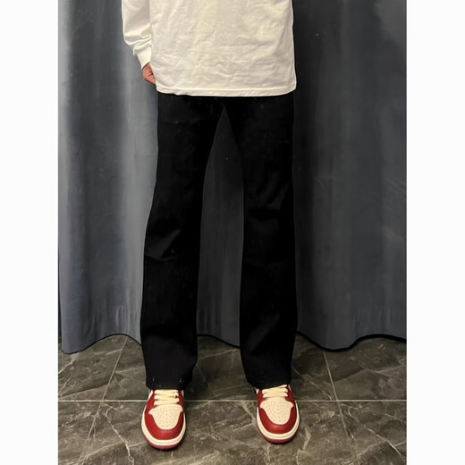 Mode koreanische Ins American High Street Vielseitige, schlanke und leicht Flare Jeans für Männer und Frauen lässige trendige trendige schwarze rauchgraue Hosen G841 Zement grau 2xl