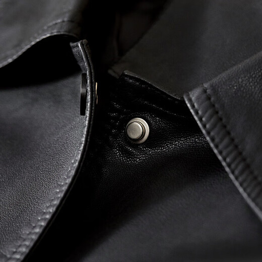 Shang Du Bilugan practiced handsome classic wild lapel pocket design locomotive jacket female leather clothes black M
