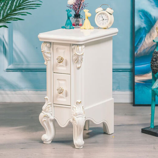 
Shantoulin Village mini European bedside table wooden white paint storage cabinet bedroom small apartment bedside cabinet bedside rack 9871 gold width 55 complete installation