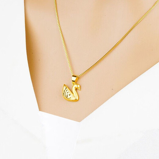 KPUS Hong Kong 9999I gold ladies necklace Korean version gold pendant 24Ik fashion simple lock with you in my heart + ingot chain
