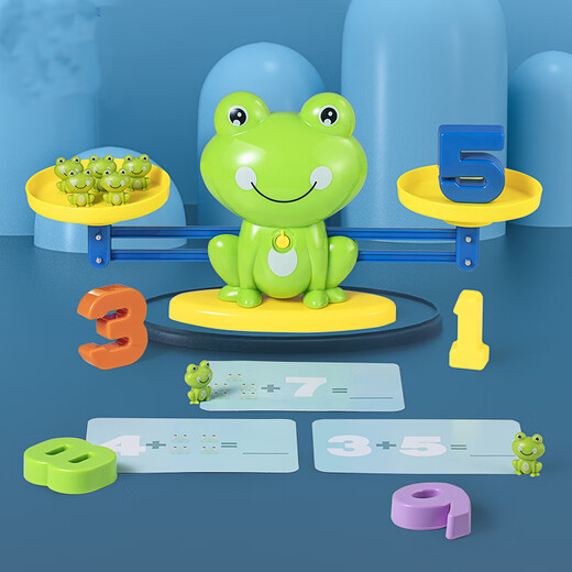 Kinderbalance Frosch Digitales Frühschulunternehmen intellektuelle Entwicklung Babys kleiner Frosch über 3 Jahre alte grüne Frosch + 38 Gewichte + 10 digitale Versandbestellbox