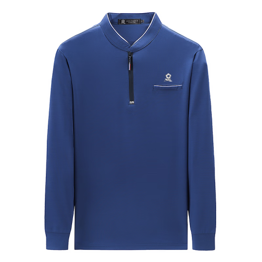 Mengtejiao Algodón puro de algodón puro Camiseta de manga larga Top de camiseta delgada para hombres en otoño e invierno Middle-Eding Men's Stand-Up Collar Base Base [delgada de manga larga] 6625-Dark Blue 175/XL Recomendado [135-155Jin [Jin iguala 0.5 kg] desgaste]