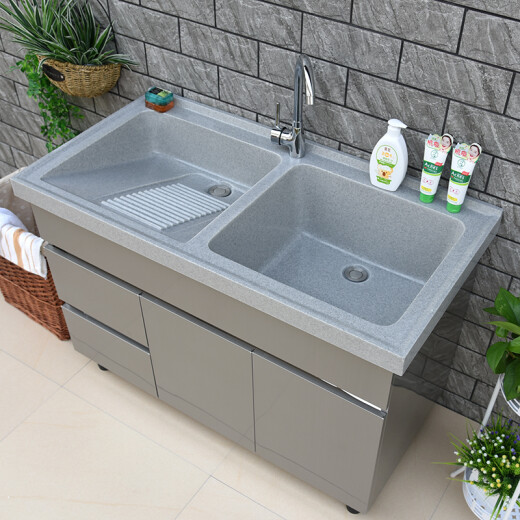 Herona stainless steel laundry cabinet balcony cabinet quartz stone with washboard space aluminum bathroom cabinet combination laundry basin bathroom cabinet 1.5 meters stainless steel (basin cabinet color optional) 91cm (inclusive)-120cm (inclusive)