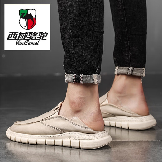 西域骆驼（VANCAMEL）冰丝老北京布鞋男秋季帆布鞋男懒人一脚蹬开车软底无鞋带轻便透气 YS9901黑色 39