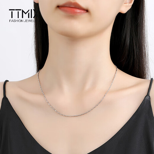 TTMIX high-end sense pt950 platinum necklace plain chain platinum clavicle chain women's neck jewelry ball column chain 8.5-8.7g 60cm thick 1.5mm