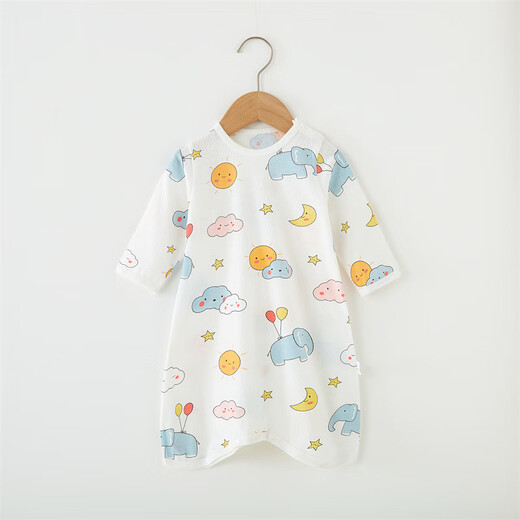 Baby Nachthemd Sommer Dünner Baby Pyjamas langärmelige reine Baumwollklimaanzug Einteilige Anti-Kick-Quilt-Quilt Nachthemd Kinder Nachthemd Tierpark 80