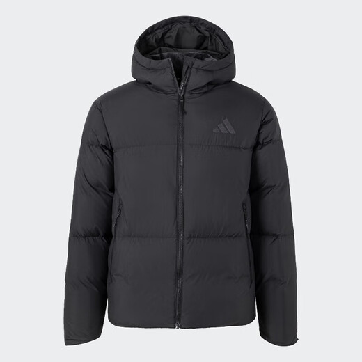 Adidas Down Jacke Herren 2024 Winterwinter Neues Paar wasserdicht und spritzer-resistant 600 Ente Down warme Kapuze-Jacke JV6187 Schwarz S