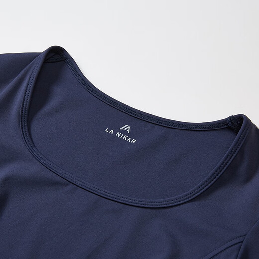 La Nikar nude yoga wear for women summer thin short-sleeved Pilates top professional running fitness sports T-shirt-S1145 Navy Blue XS