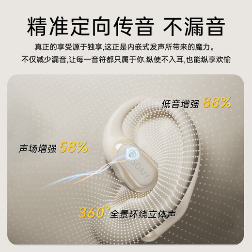 Sony Ericsson (soaiy) GD52 open ear-hook Bluetooth headset, long battery life, non-intrusive, running music, call, noise reduction, universal for Apple, Huawei, Xiaomi mobile phones, white