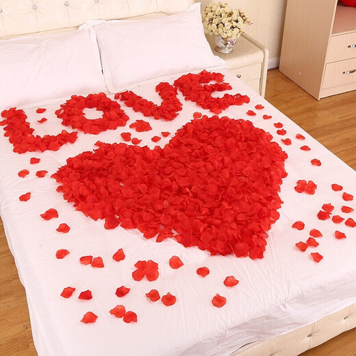Lustige 1000 Rosenblätter Valentinstag Kleid Simulierte Blütenblätter gefälschter Rosenblätter Vorschlag Beichtearrangement kreative Lieferungen Hochzeitsraum Dekoration Hochzeit Kreation Romantische Hochzeitshand Blumen Big Red 1000 Stücke