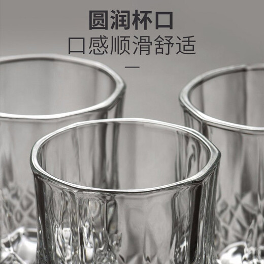 Tianxi (TIANXI) wine glass, whiskey glass, foreign wine, beer glass, glass cup, liquor cup, home creative special-shaped cup, carved style - 2 pieces 260ml
