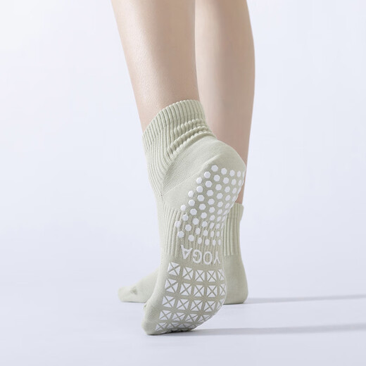 Huodiniao autumn and winter yoga socks non-slip professional women's adult Pilates socks indoor aerobics sports training adult floor socks yoga socks white (good anti-slip, comfortable feet)