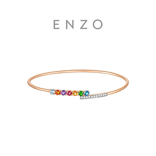 Chow Tai Fook ENZO Rainbow Series 18K Gold Colorful Gemstone Diamond Bracelet Women EZV8013 Birthday Gift 56mm
