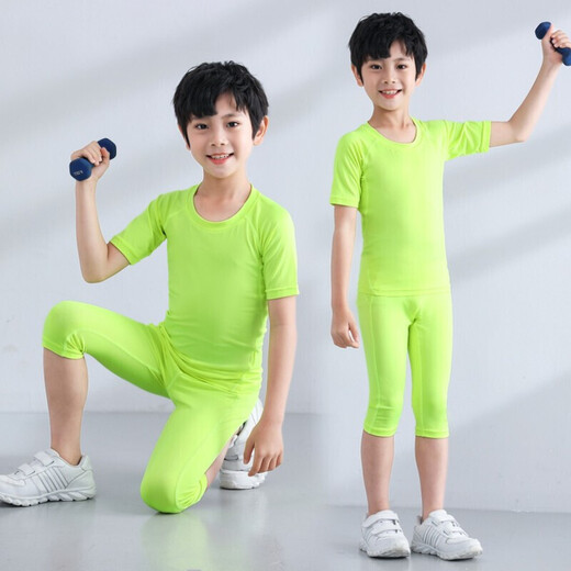 
Children's tights training suit men's running sports short-sleeved suit basketball football quick-drying clothes cropped pants fitness suit YIPAI Yipai all black suit S size (height 160, weight 80 Jin [Jin equals about 0.5 kg])