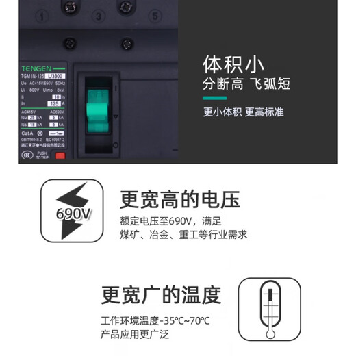 Tianzheng Electric Tengentgm1n Circuito de plástico Circuito Interruptor de compuerta principal 100A122550A400A63 TGM1N-320L/3300320A