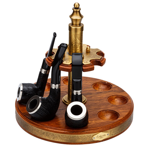 Lubinski Rubinsky Soporte de tubería de madera maciza Madera de piña Madera de 8 paquetes de 8 paquetes de tubería de posposición rotatoria Yja-12004 Color de té