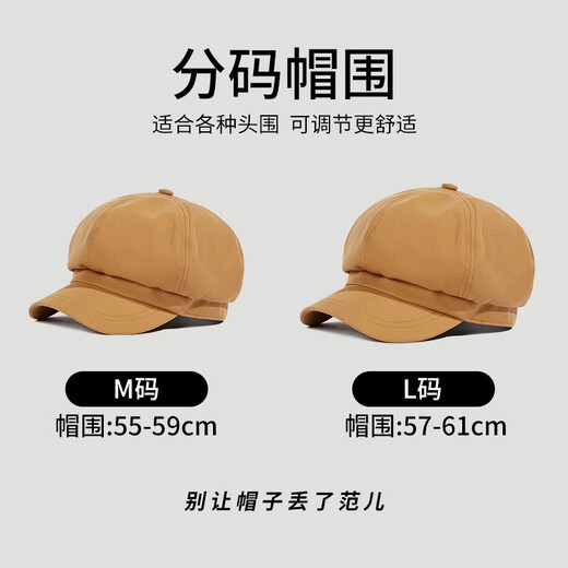 7PM newspaper bee hat men's casual trendy beret men's literary octagonal hat big head circumference four seasons versatile retro painter hat black L-59cm-large size big head circumference