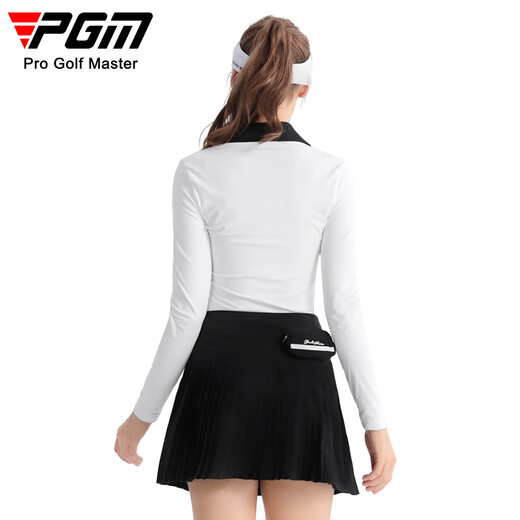 PGM高尔夫服装女装 打底衫 长袖T恤 竖纹肌理 高弹柔软 YF695-白色 S