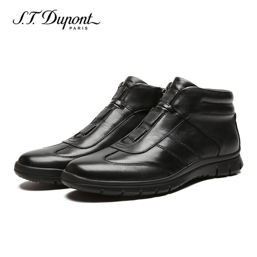 S.T.Dupont都彭马丁靴男款秋季英伦风高帮皮鞋头层真皮加绒短靴子E30250944 黑色 加绒 38
