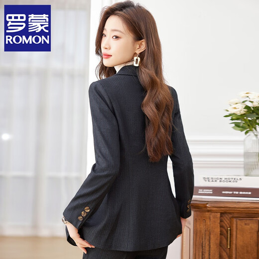 ROMON high-end professional suit women's formal wear 2025 new autumn and winter temperament goddess hotel manager work clothes suit black suit + black trousers + white sweater L