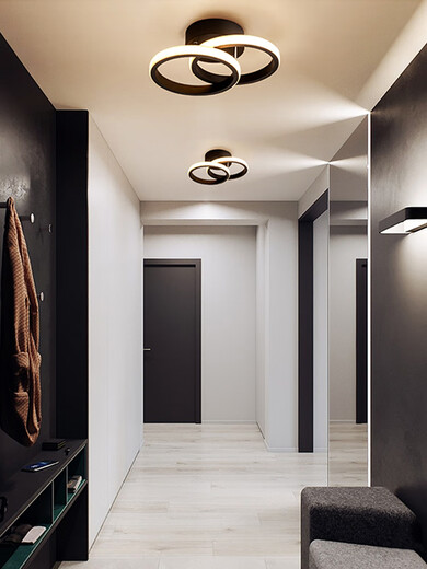 微伙北欧简约过道吸顶灯网红现代led走廊入户玄关衣帽间楼梯阳台灯具 F款-单色白光