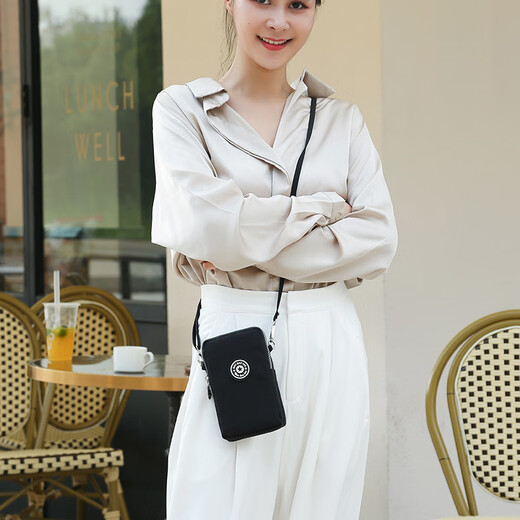 Ye Yu is suitable for 2 zipper mobile phone bag, shoulder bag, crossbody bag, arm bag, women's casual small bag, large capacity, mobile phone, money, keys, sports Blue Rose #2 zipper