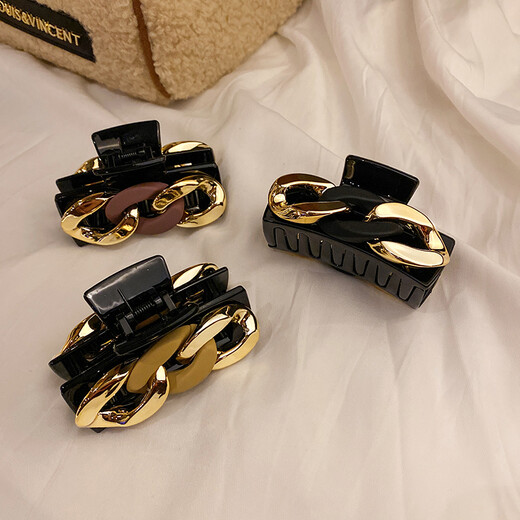 BARY REEF headwear hairpin Internet celebrity metal chain hairpin at the back of the head women's French hair clip large Korean elegant temperament hairpin purple red clip